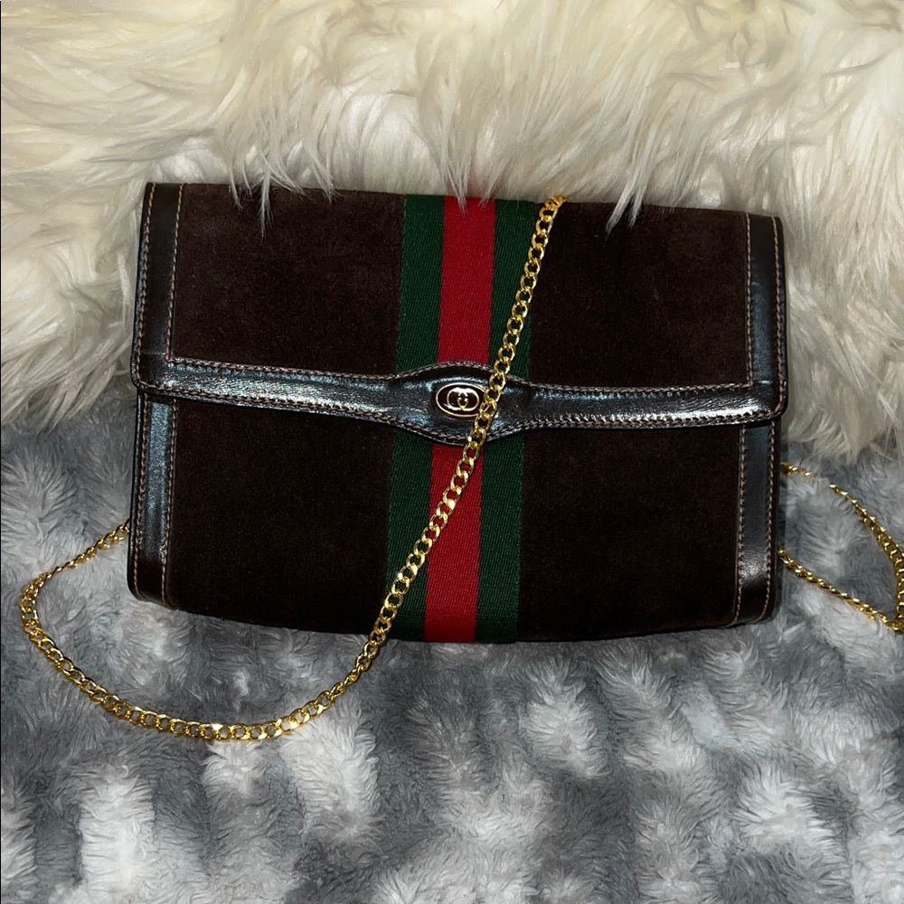 Brown Suede Gucci Ophidia Clutch - Picture 14 of 16